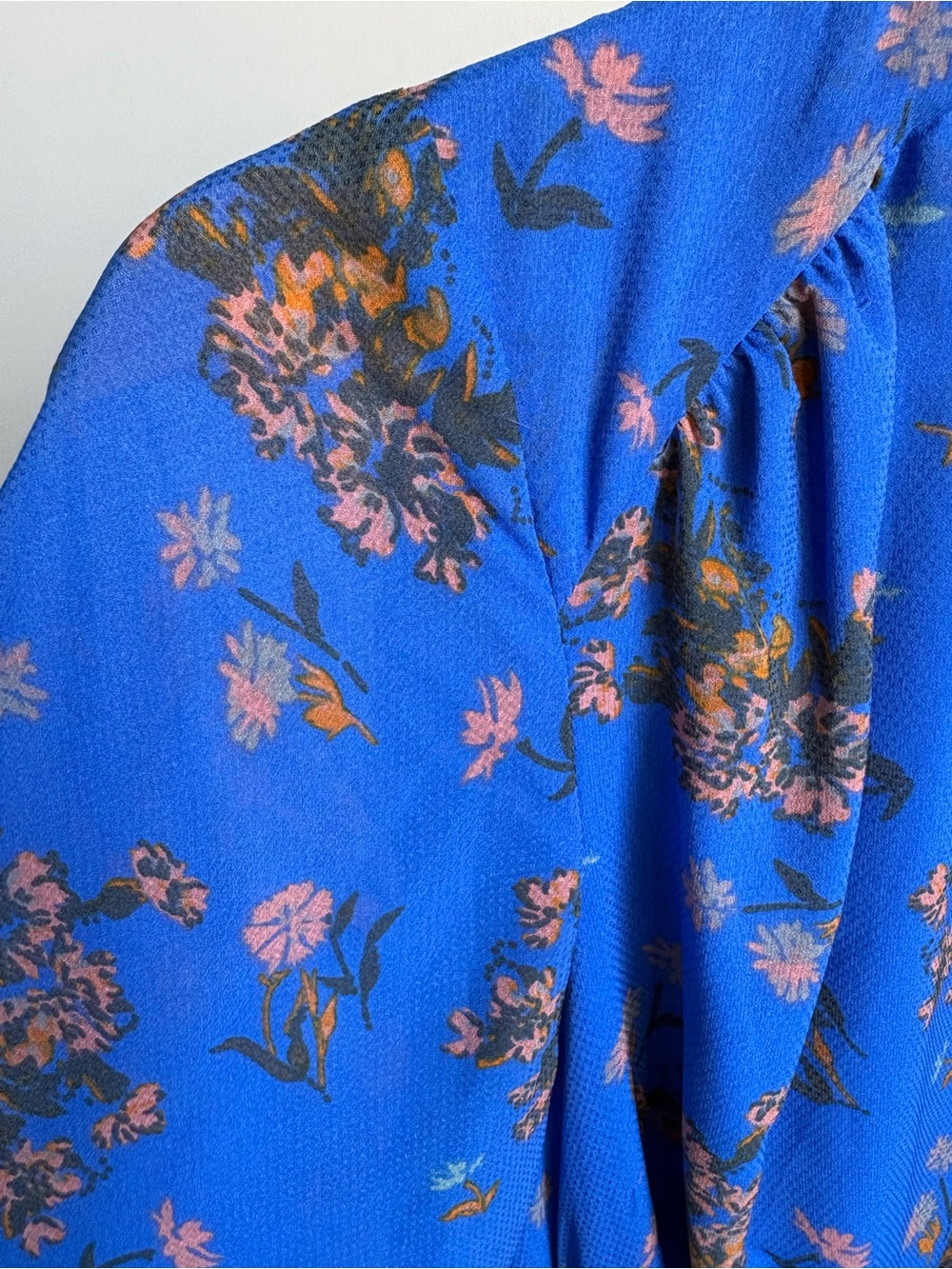 Free People Lilou Floral Wrap Mini Dress Blue Bell Sleeves Size Small - Picture 4 of 16